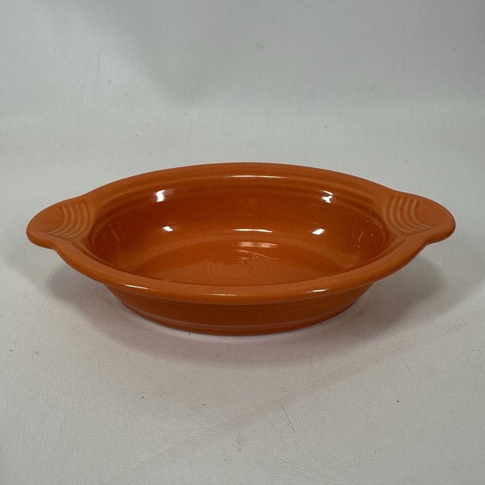 Fiestaware Individual Casserole Oval Au Gratin Baking Dish 9" Tangerine Orange